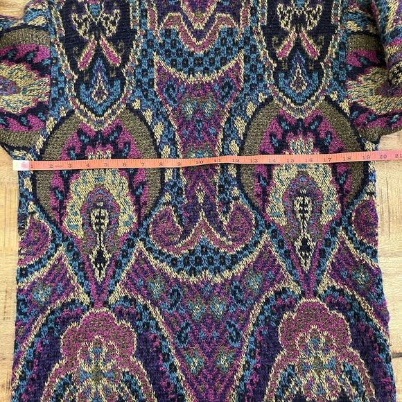 Vintage Dana Buchman Cardigan Medium Wool Alpaca Tapestry Artsy Long Italy Made - Picture 12 of 14